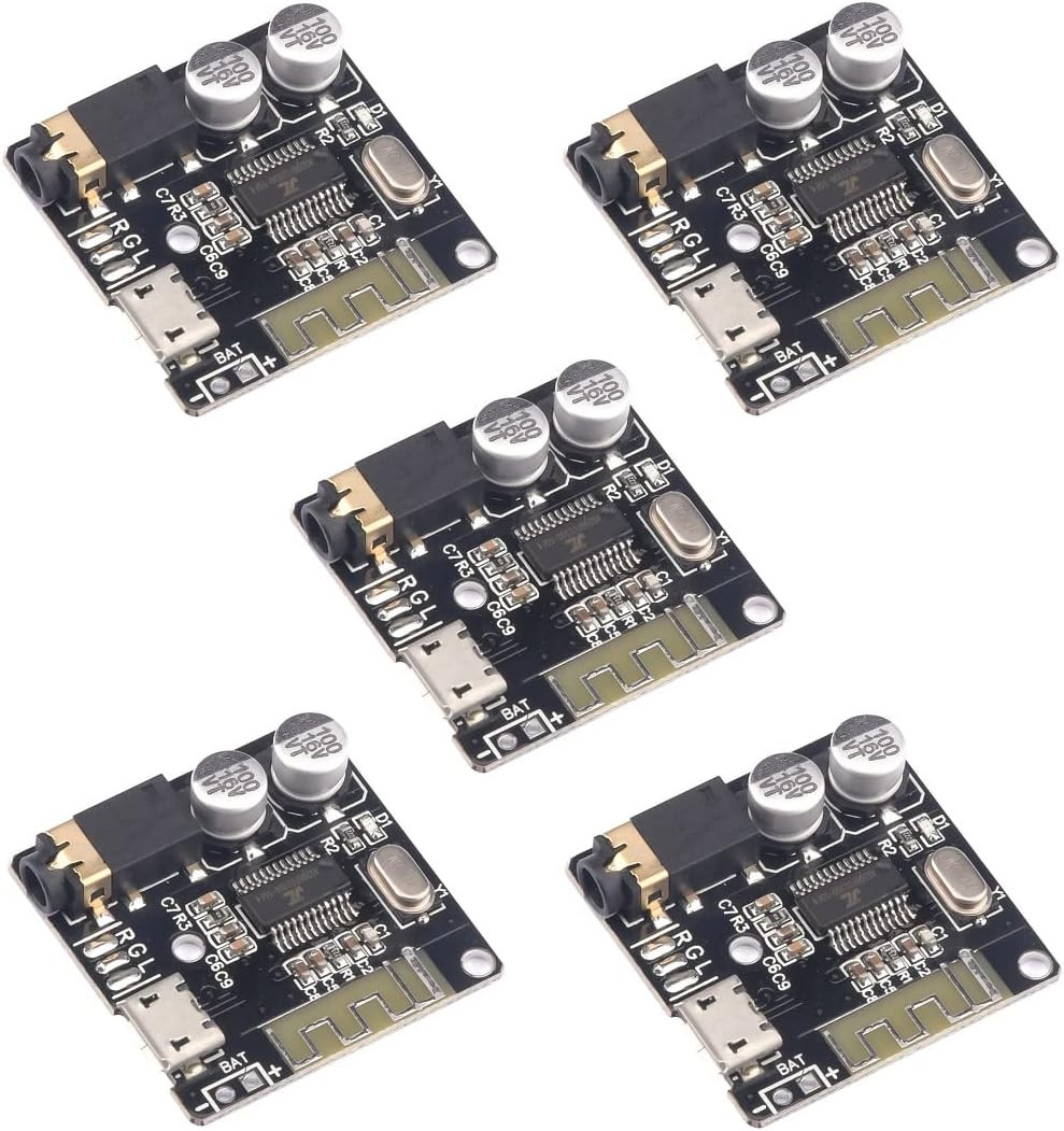 5PCS BT 5.0 Stereo Audio Receiver Module, 3.7-5V MP3 Decoder Board and Amplifier