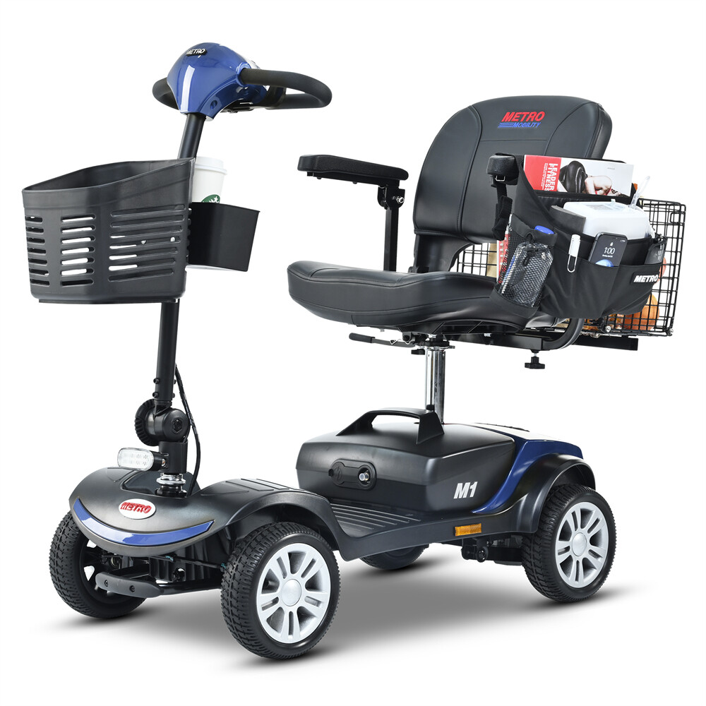 Foldable Mobility Scooter Automated Electric Power Scooter 4 Wheel Drive BLUE