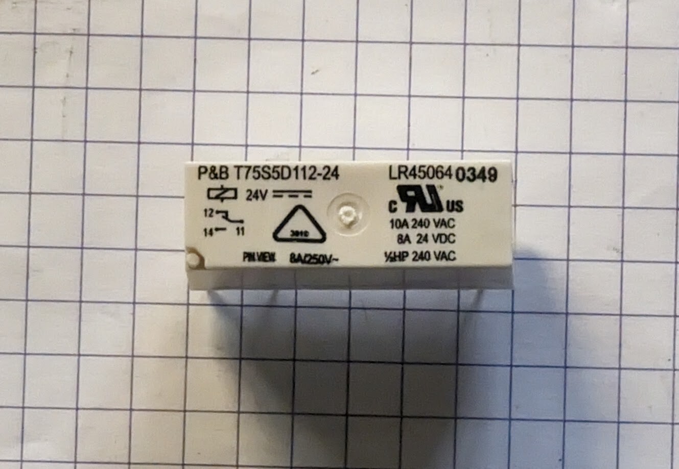 LOT OF 2 P&B POTTER & BRUMFIELD T75S5D112-24 RELAY 24V COIL 10A 240VAC PCB MOUNT