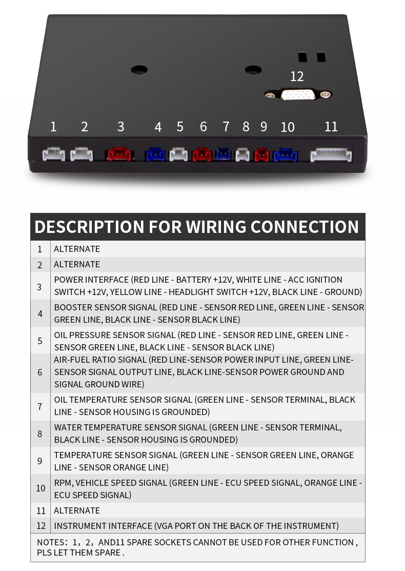 Sinco Tech DO909 Car Racing Dashboard Gauge Display Sensor Kit LCD Screen 12V