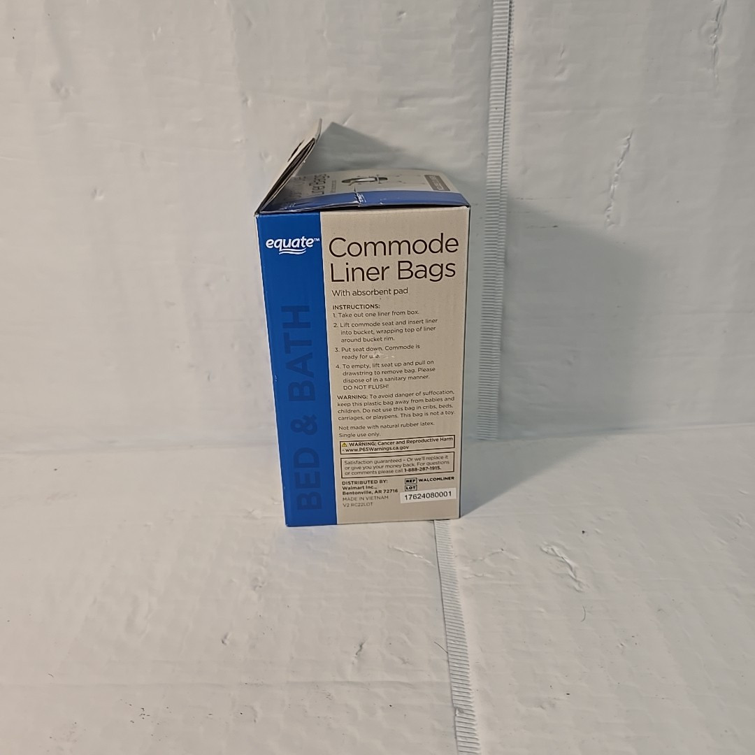 Commode Liner Bags w/ Absorbent Pad 12 Liners Per Box Disposable Refill Equate(V