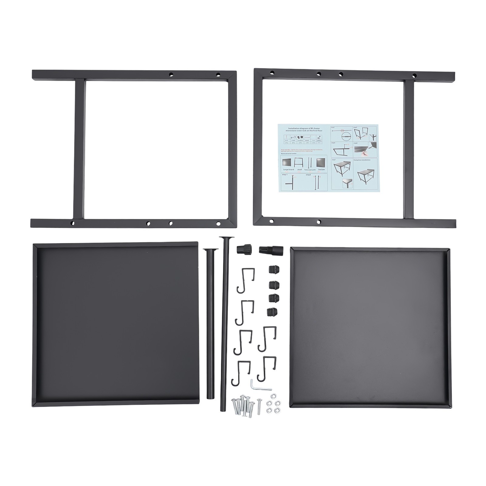Kitchen Countertop Organizer with Hooks Adjustable Microwave Stand 66lbs Load