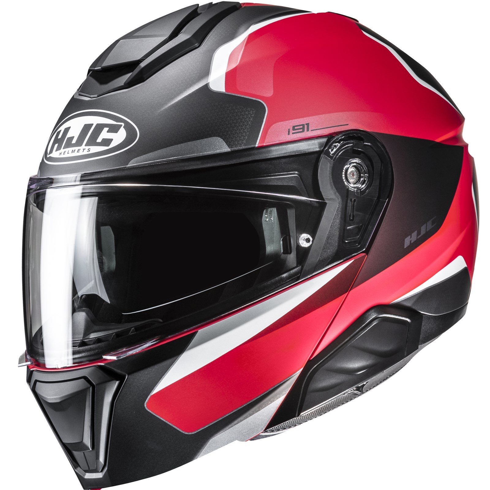 Motorcycle Helmet M-HJC i91 Felio-Touring Flip Up Helmet Red-Black-White Matt