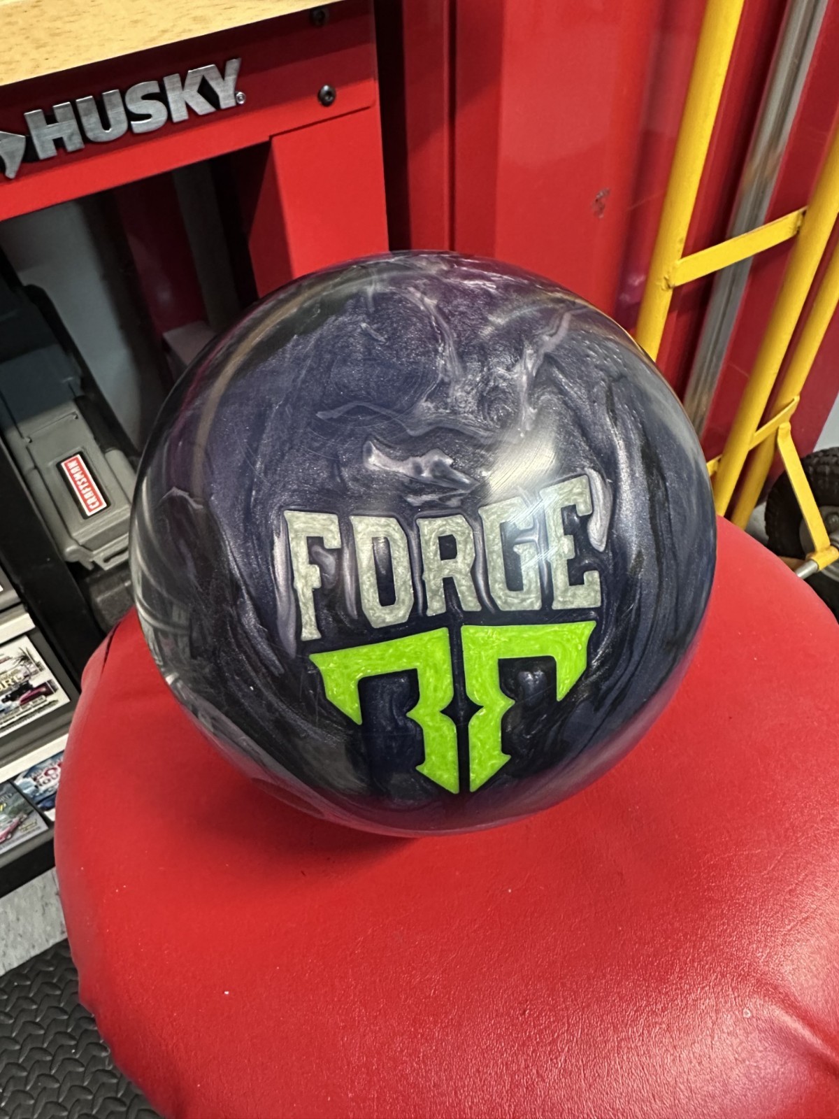 *USED -Bowling Ball -15 Pound -Motiv "STEEL FORGED" PLUGGED AND RESURFACED
