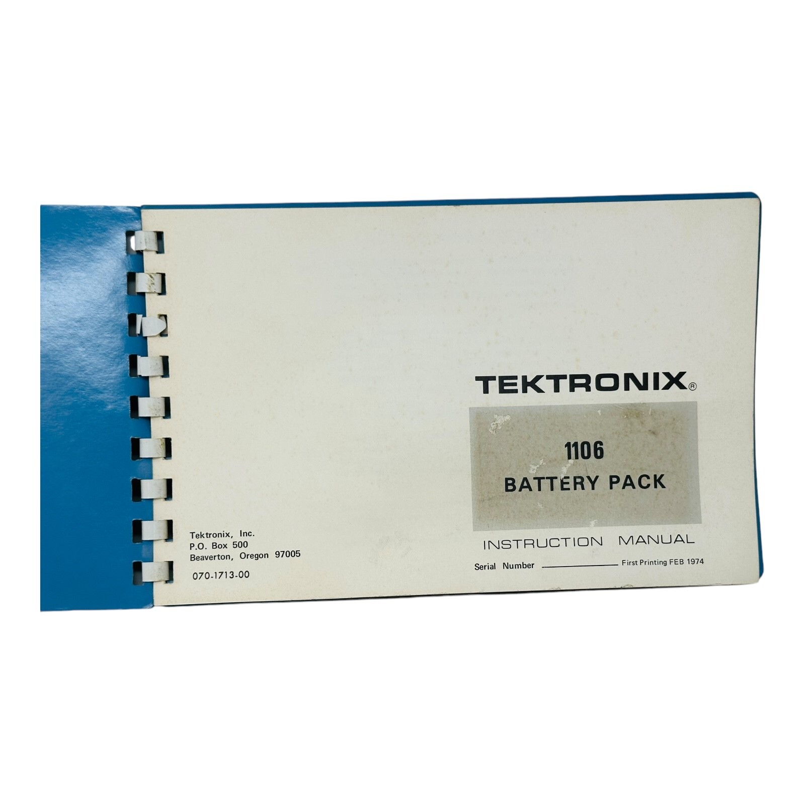 TEKTRONIX 1106 BATTERY PACK INSTRUCTION MANUAL