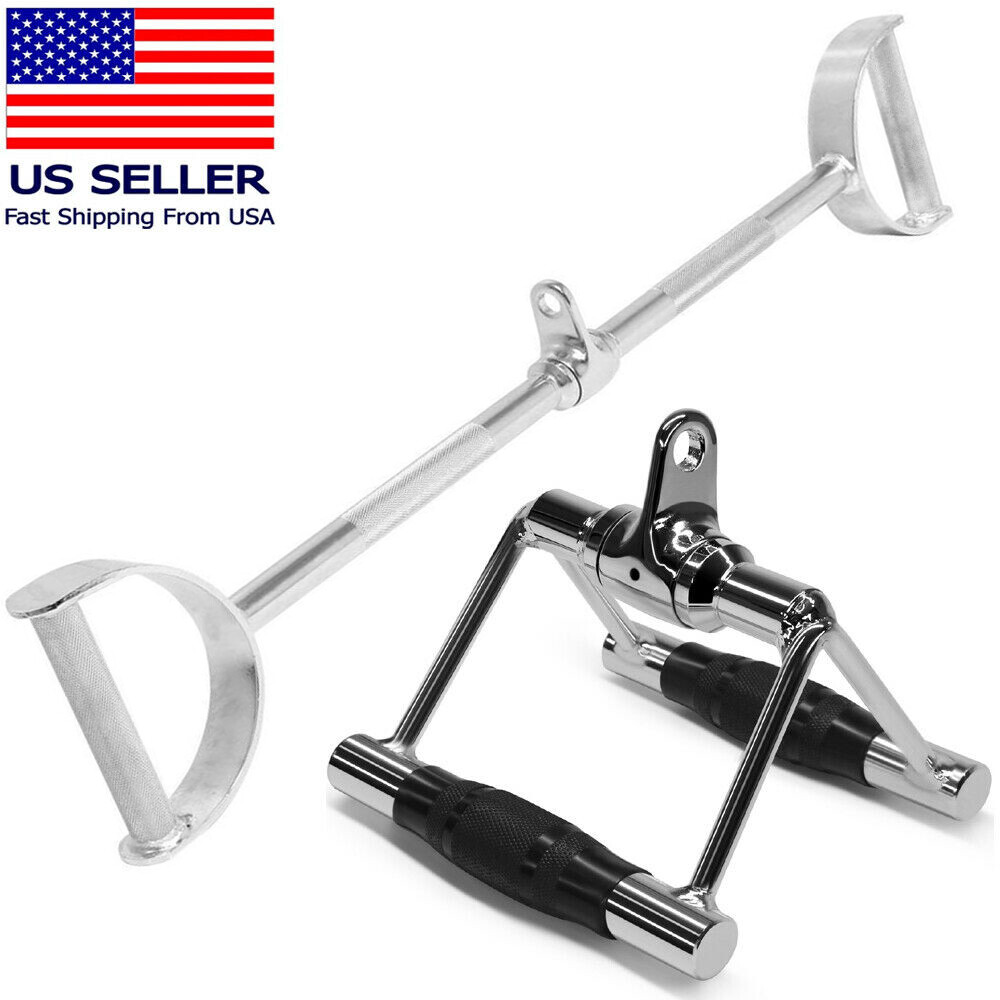 Home Gym Cable Attachment Handle Machine Strength Exercise Chrome Press Down LAT