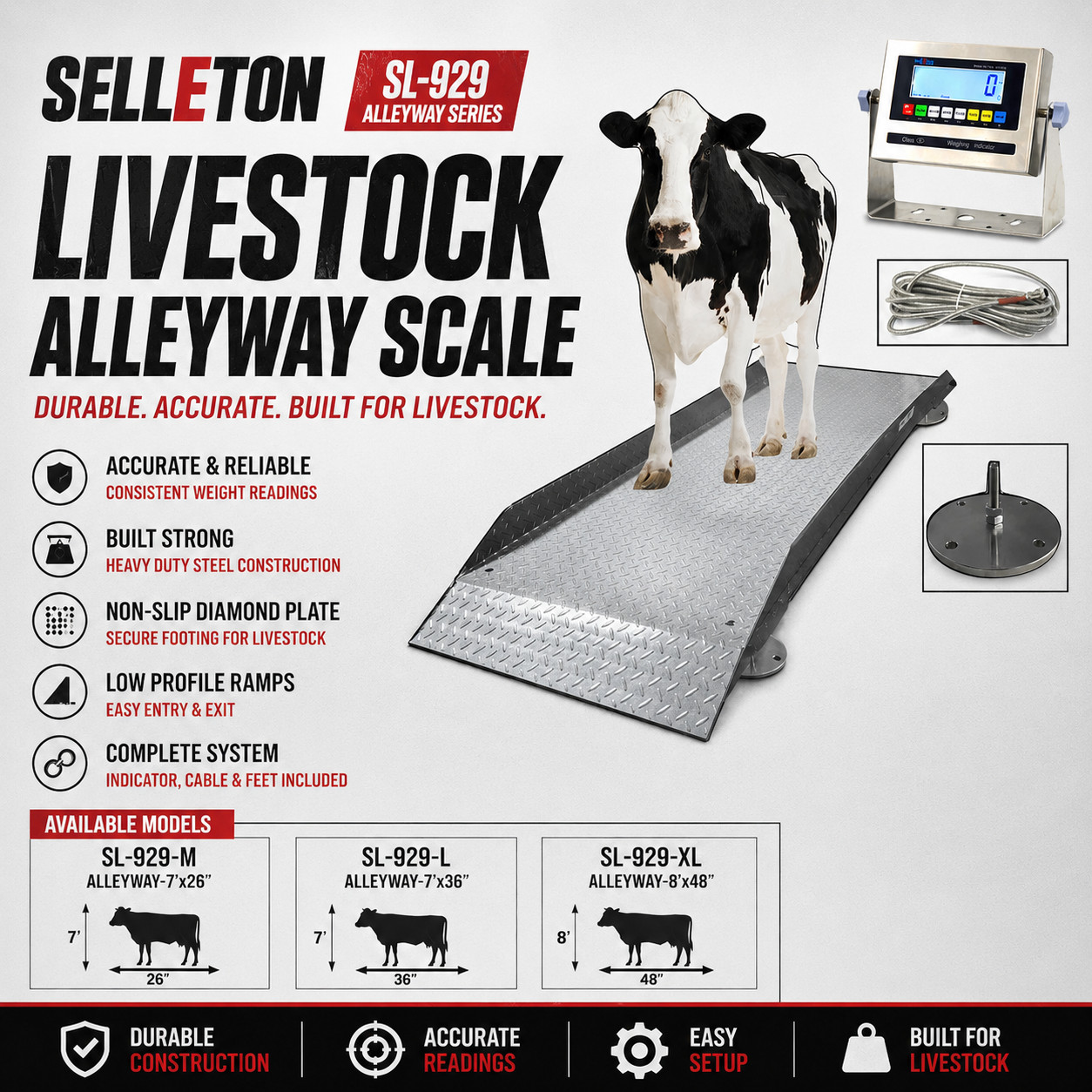 SellEton SL-929 Livestock & Cattle Alleyway Scale LCD 5000 lbs x 1 lb