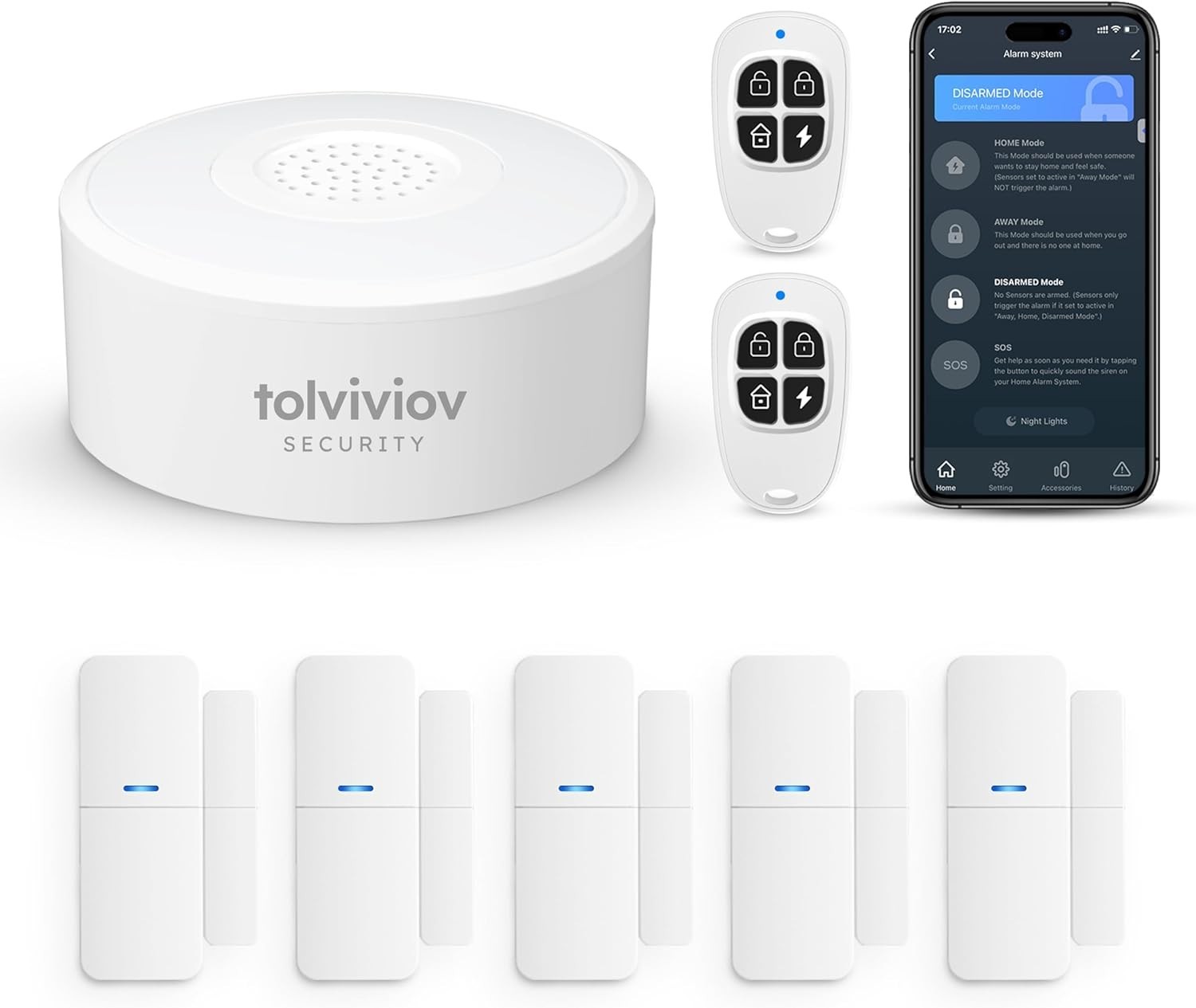 Wireless Door Alarm System 8pc Kit Smart Home Security Alexa Voice Control