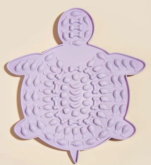 Raw Paws Suction Lick Pad Mat for Dogs & Cats - Purple Turtle - 2 Count