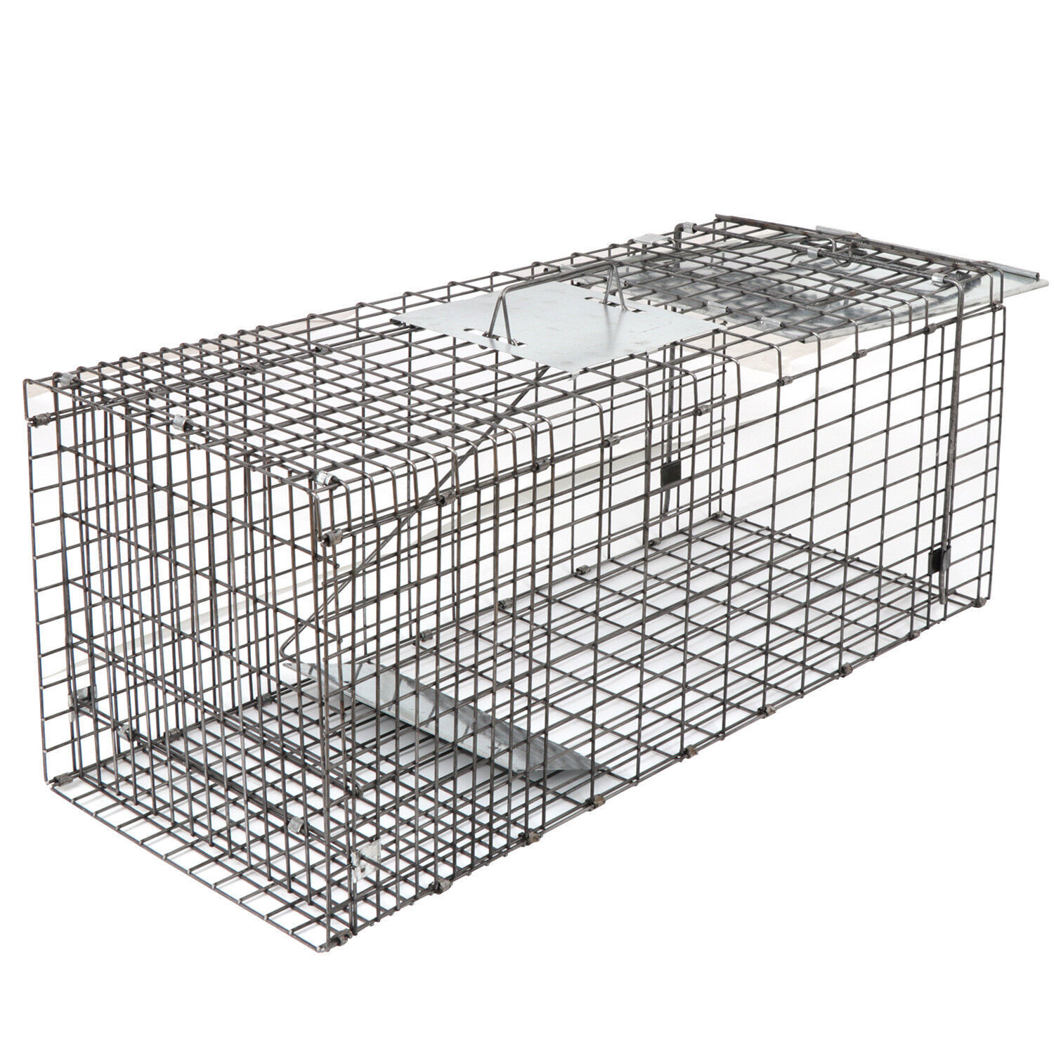 2PCS Humane Catch Release 32" Live Animal Trap for Raccoons Cats w/Iron Door