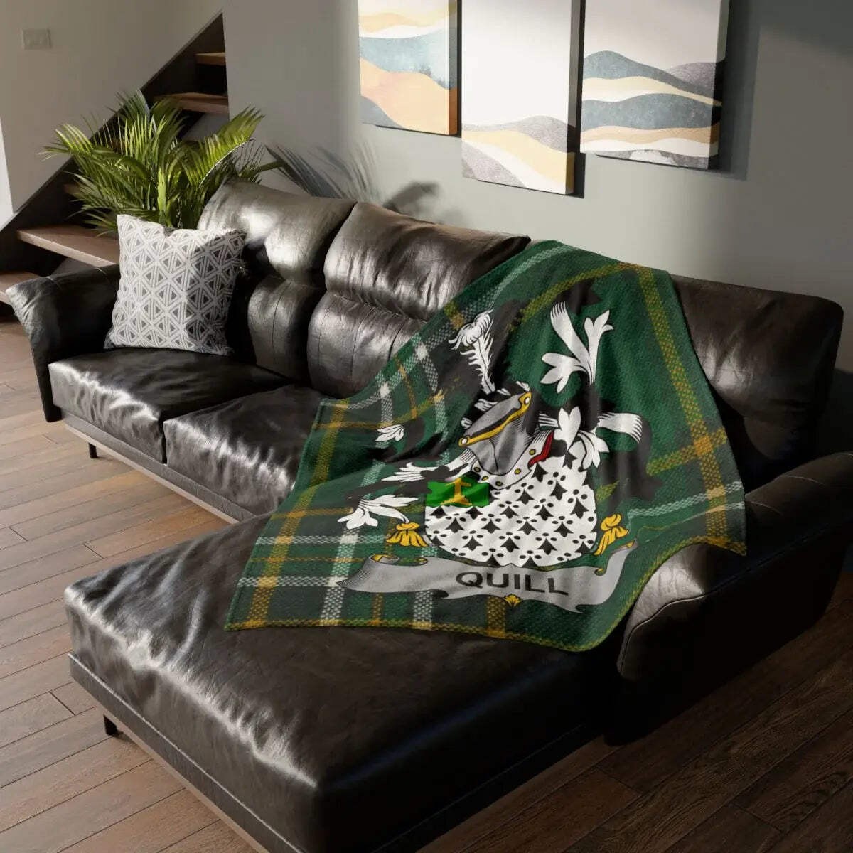 Quill Irish Family Crest Tartan Blanket