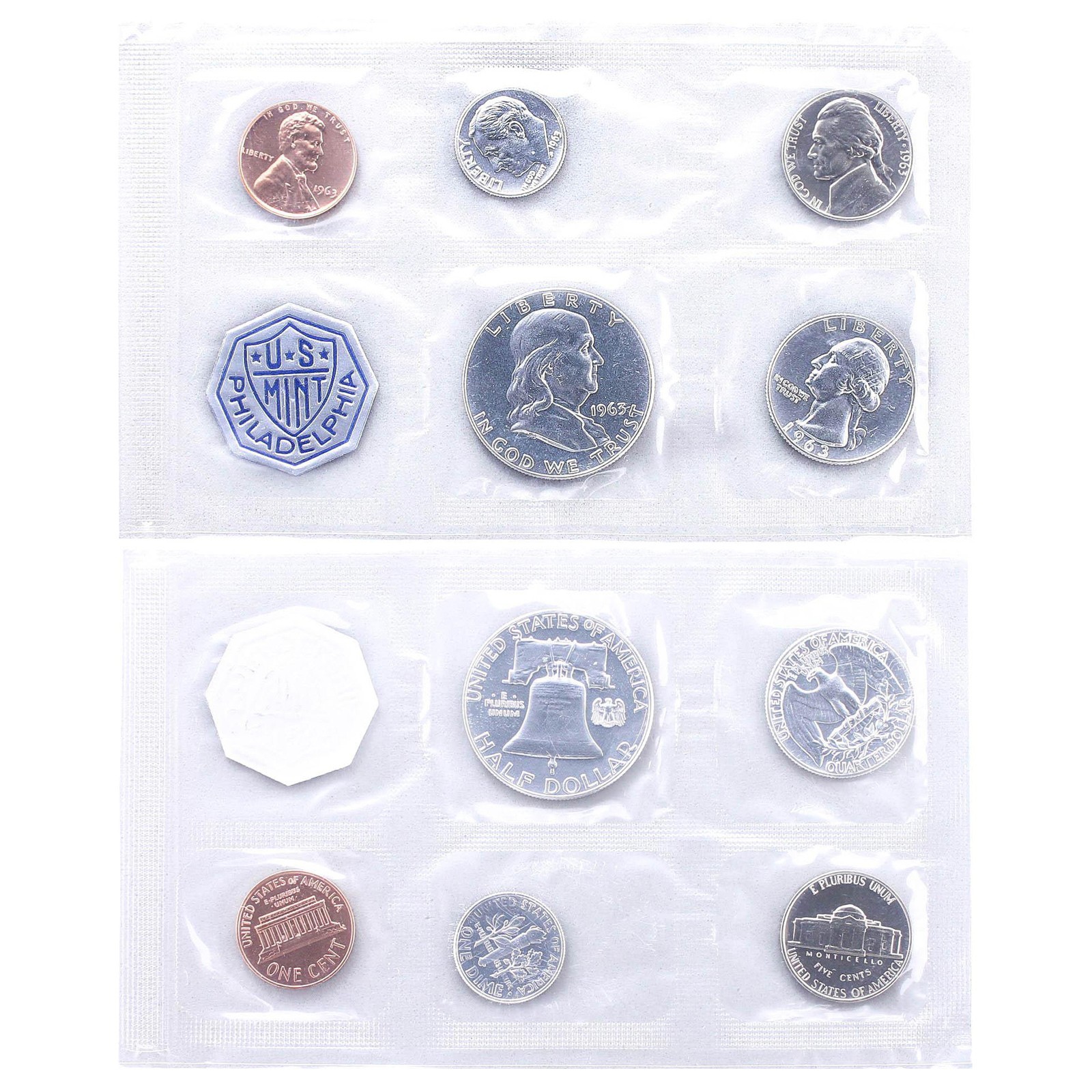 1963 (P) Proof Set Original Envelope 90% Silver US Mint 5 Coins