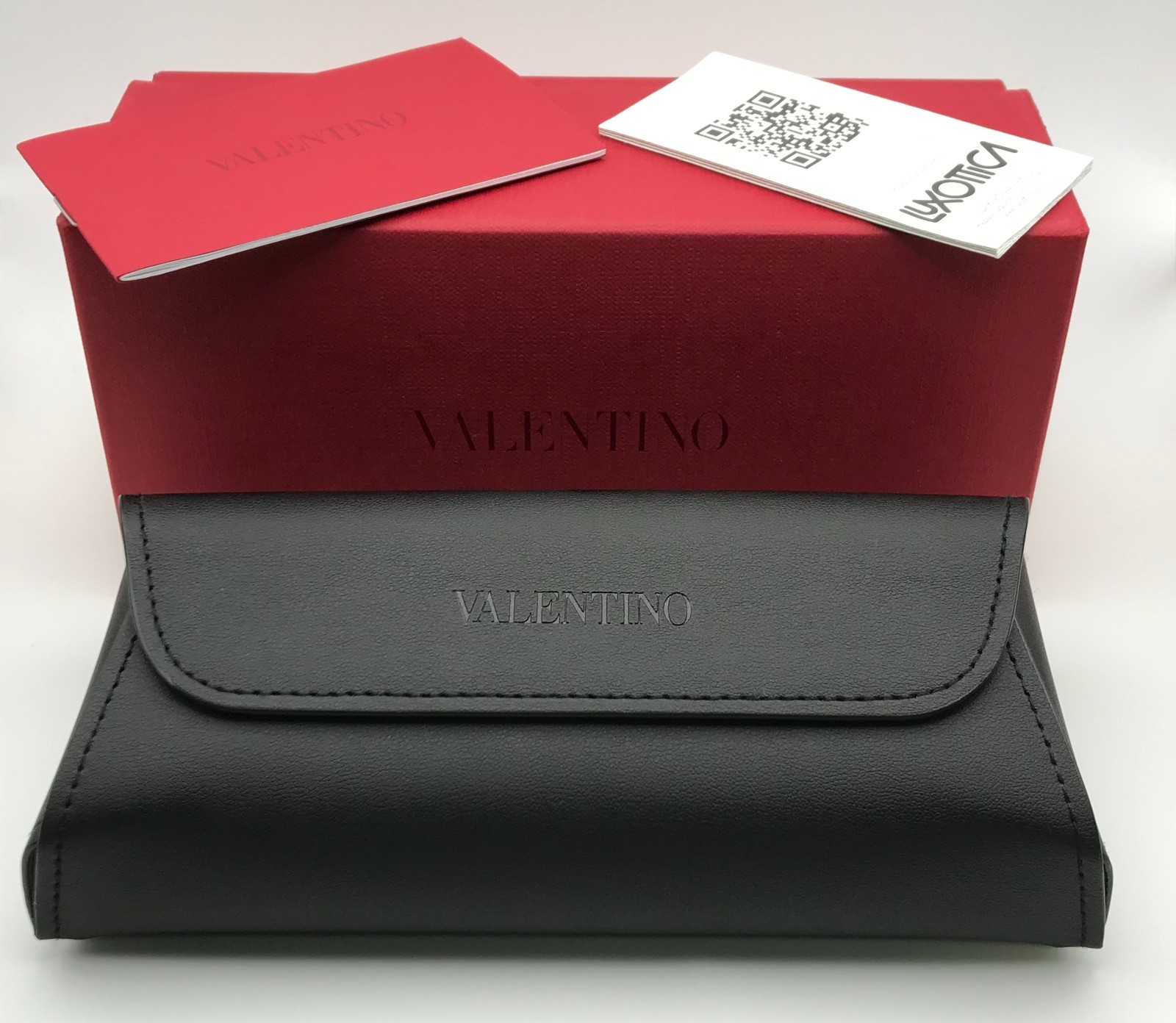New Authentic Valentino Red Black Eyeglasses Case Cleaning Cloth
