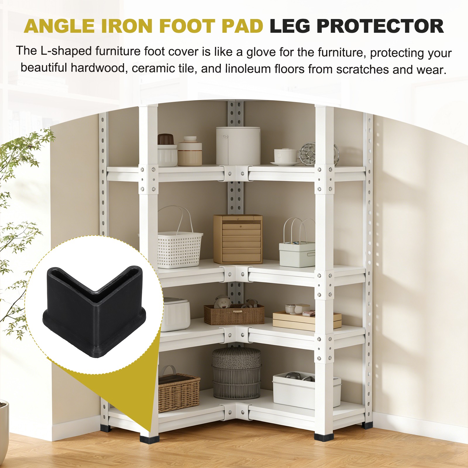 4Pcs 1" Bed Frame End Caps, Angle Iron Foot Pad Leg Protector, Black