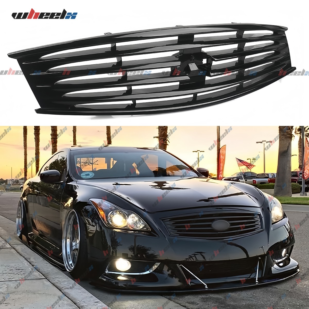 Front Grill Grille For Infiniti G37 2 Door Coupe 2008-2013 2011 2012 Gloss Black