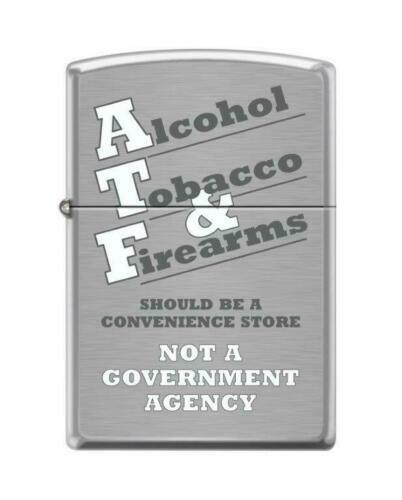 Alcohol, Cigs & Firearms" Brushed Chrome Finish Zippo Lighter