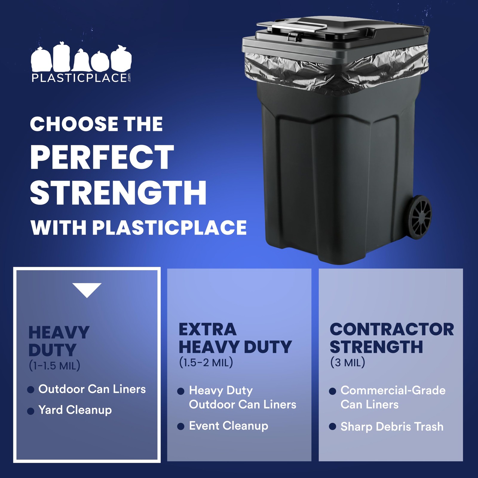 Plasticplace 95-96 Gallon Heavy Duty Black Trash 15 Count (Pack of 1),