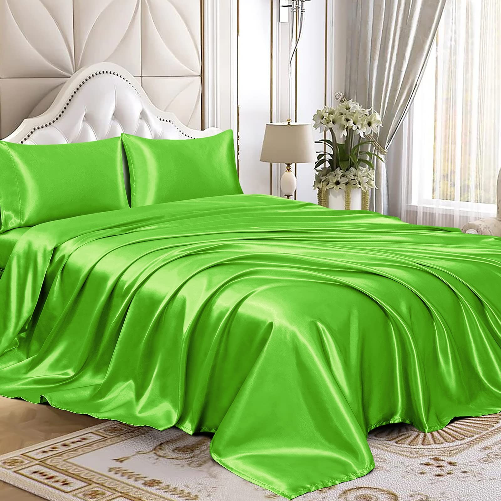 Homiest King Lime Green Deep Pocket Satin pocket - size,