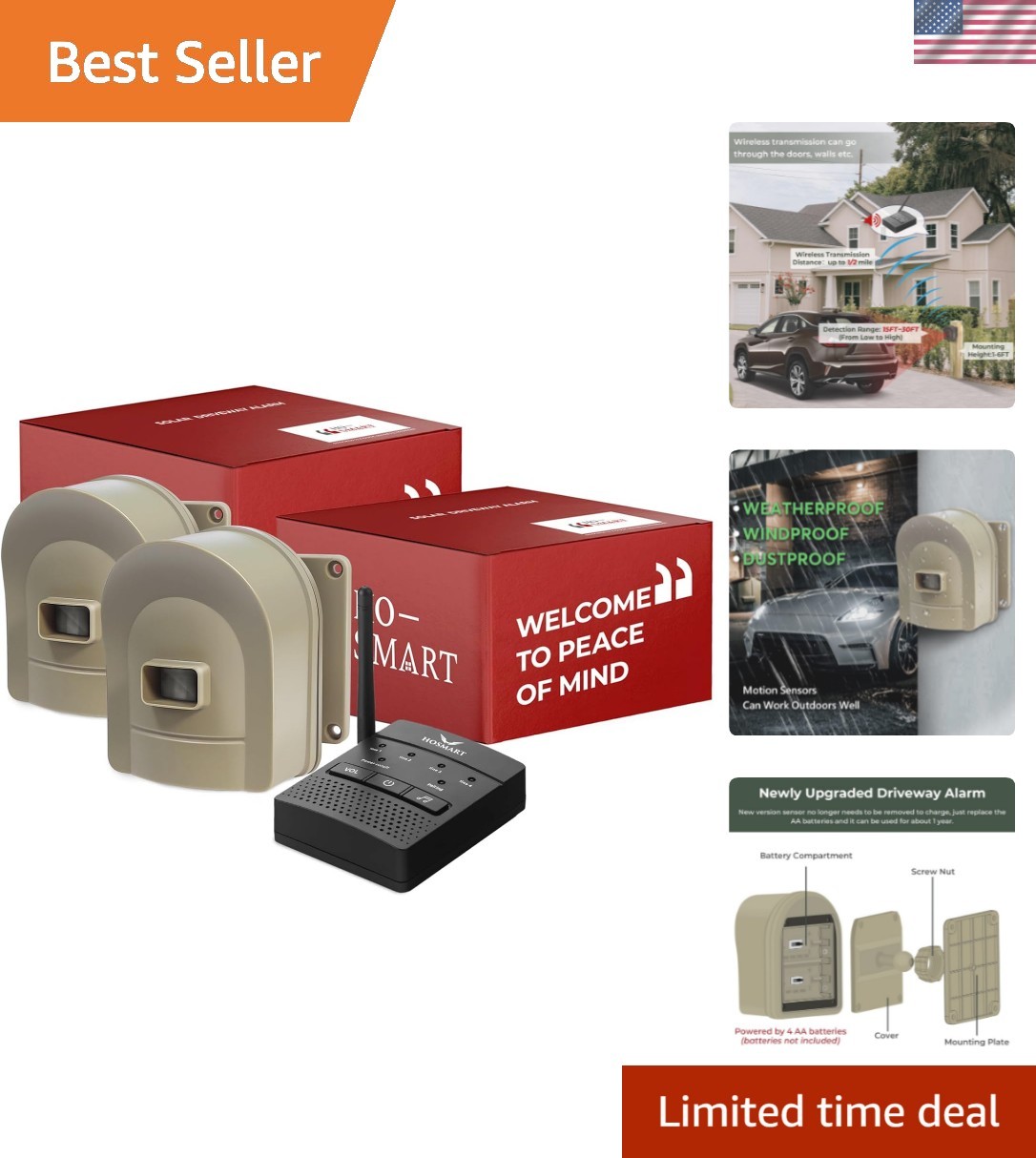 Secure Your Property: 1/2 Mile Driveway Alarm with 30ft Motion Detection Sensors
