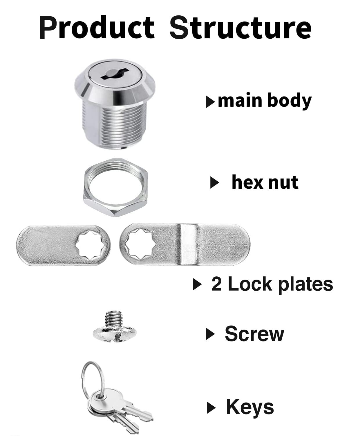 Cam Lock RV Storage Locks Keyed Alike, 5/8" Fits 3/8" Max Door Thickness