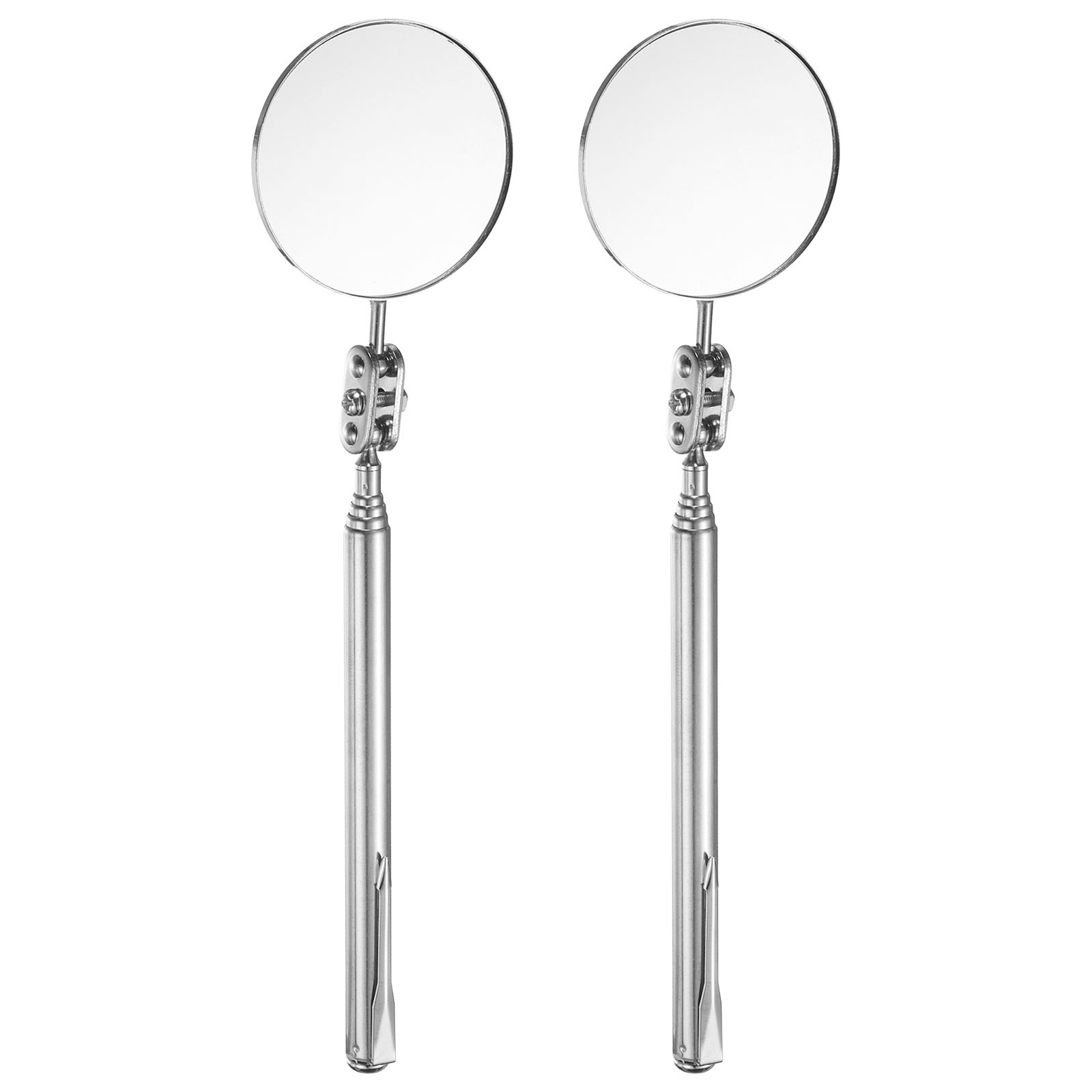 2pcs Telescoping Inspection Mirror 2" Round Extendable Mirrors, Silver
