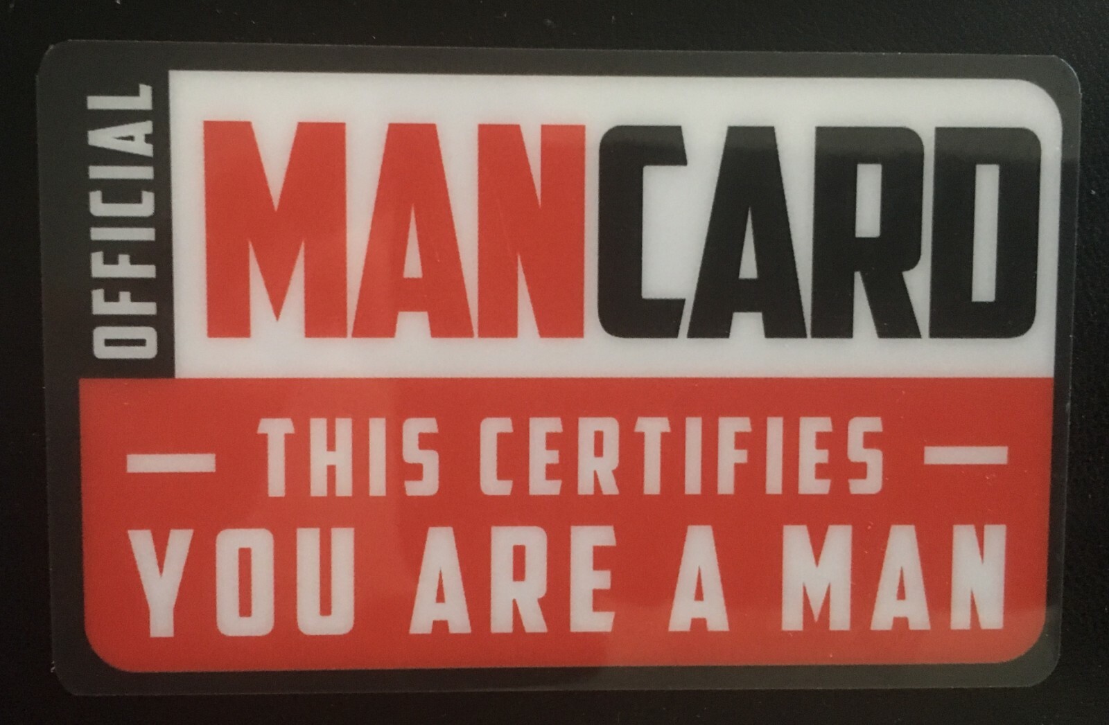 Official Man Card Mancard ID Joke novelty ID cards mancave man cave