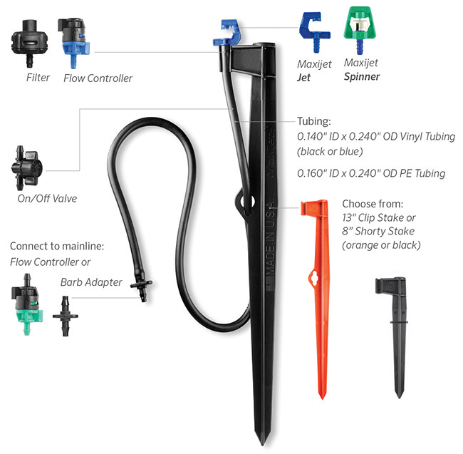 MaxIjet - Black Clip 24" - Stake Stem - Quantity 1 - Landscape Pro - DIY KIT