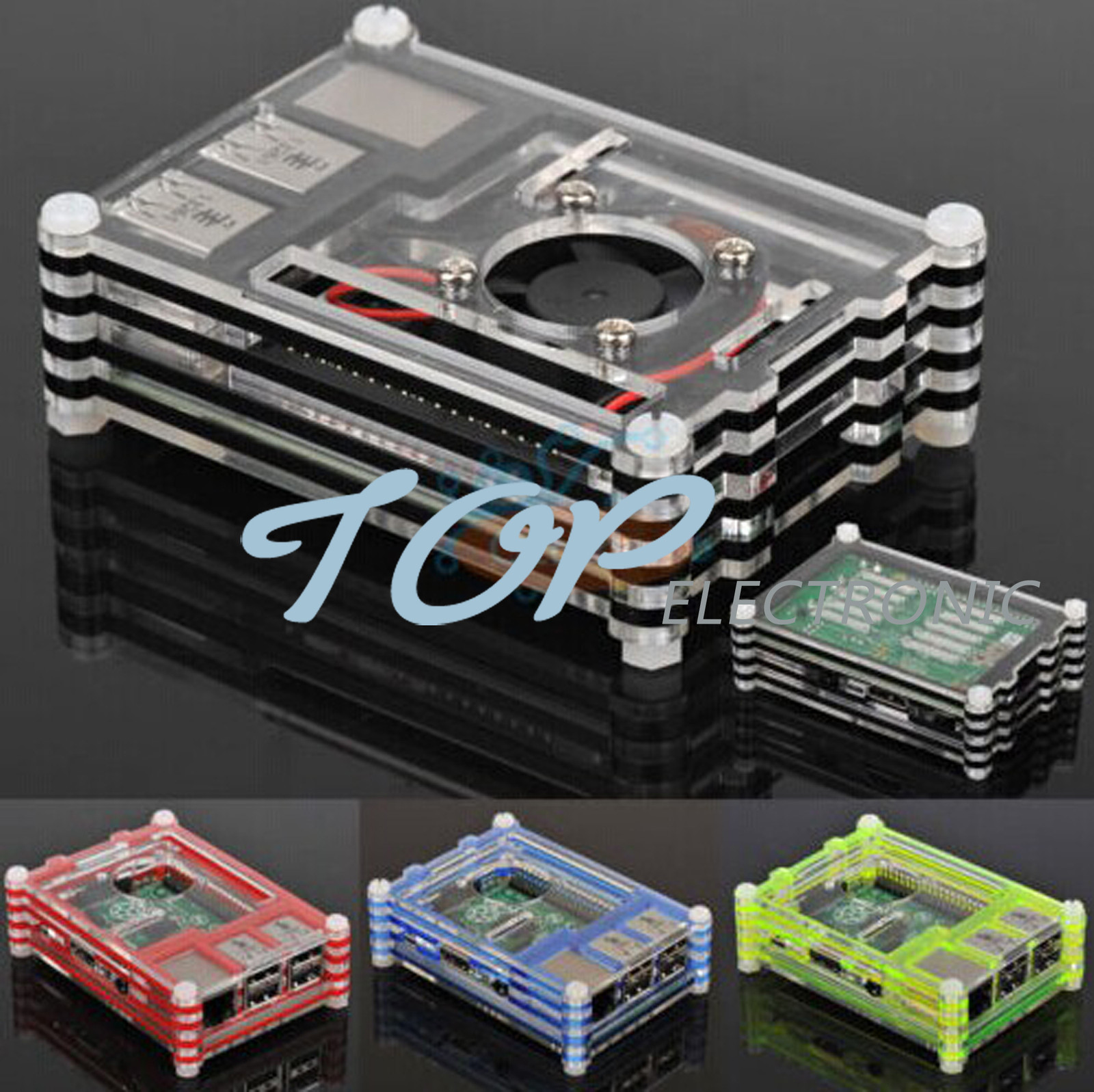 Raspberry Pi 3 B+ Model Transparent Sliced Acrylic Case Enclosure Box NEW