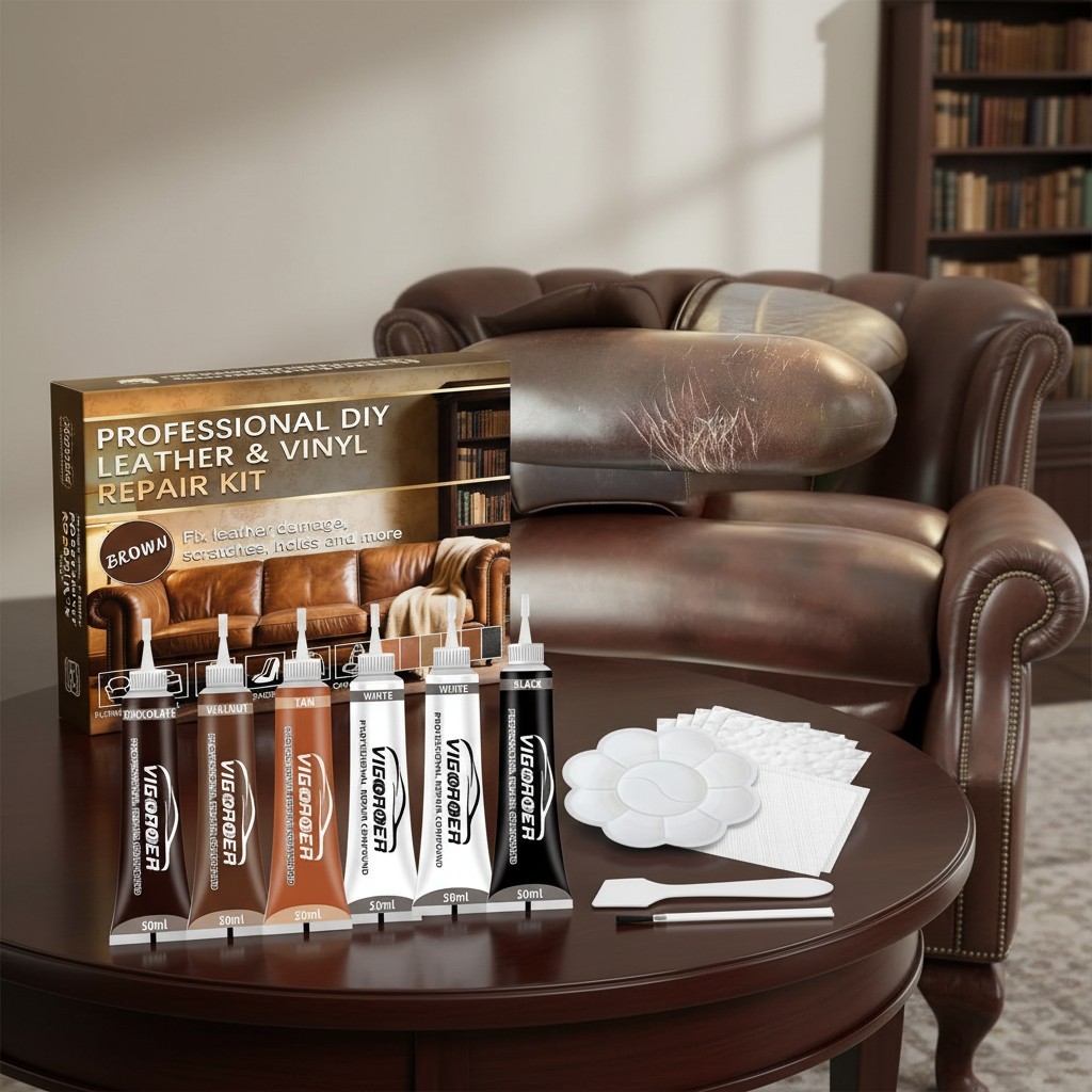 Leather & Vinyl Repair Kit Brown & Shades Fix Tears, Holes, Scratches & Peeling