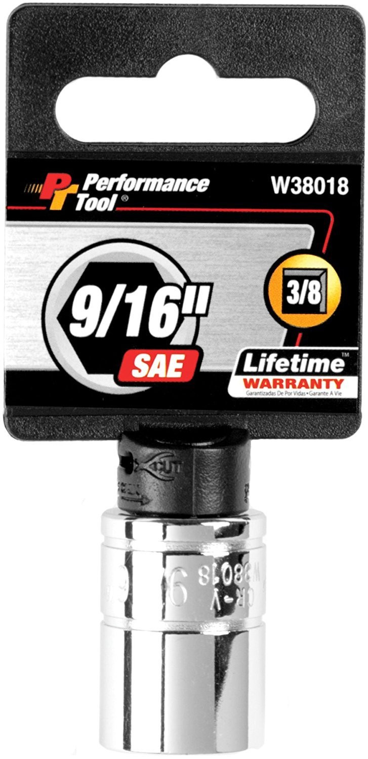 Performance Tool 3/8" Dr. 9/16" 6pt Socket - Drive 6-Point Socket,