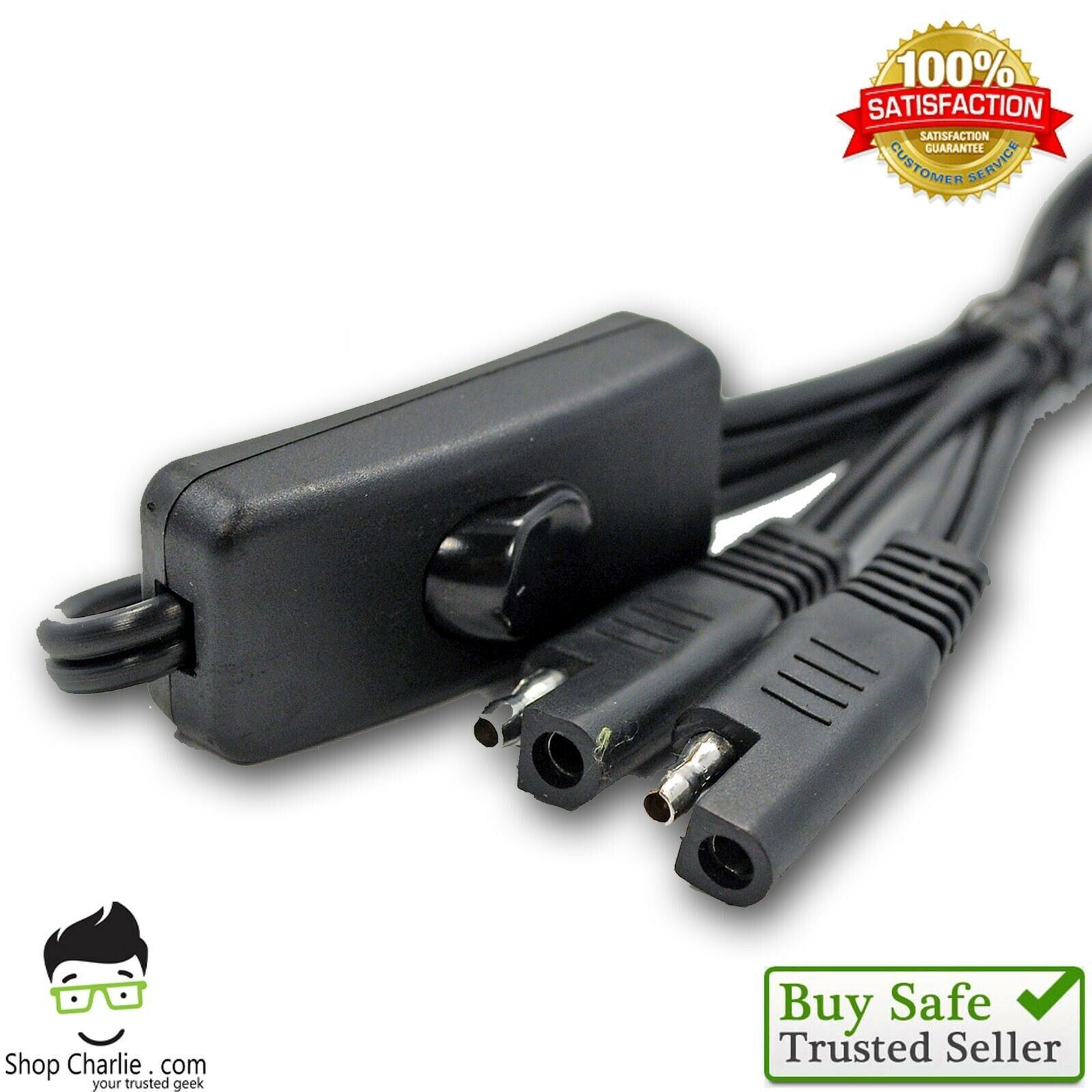 SAE Connector Cord with Switch 16 AWG DC Power Solar Automotive DIY Cable