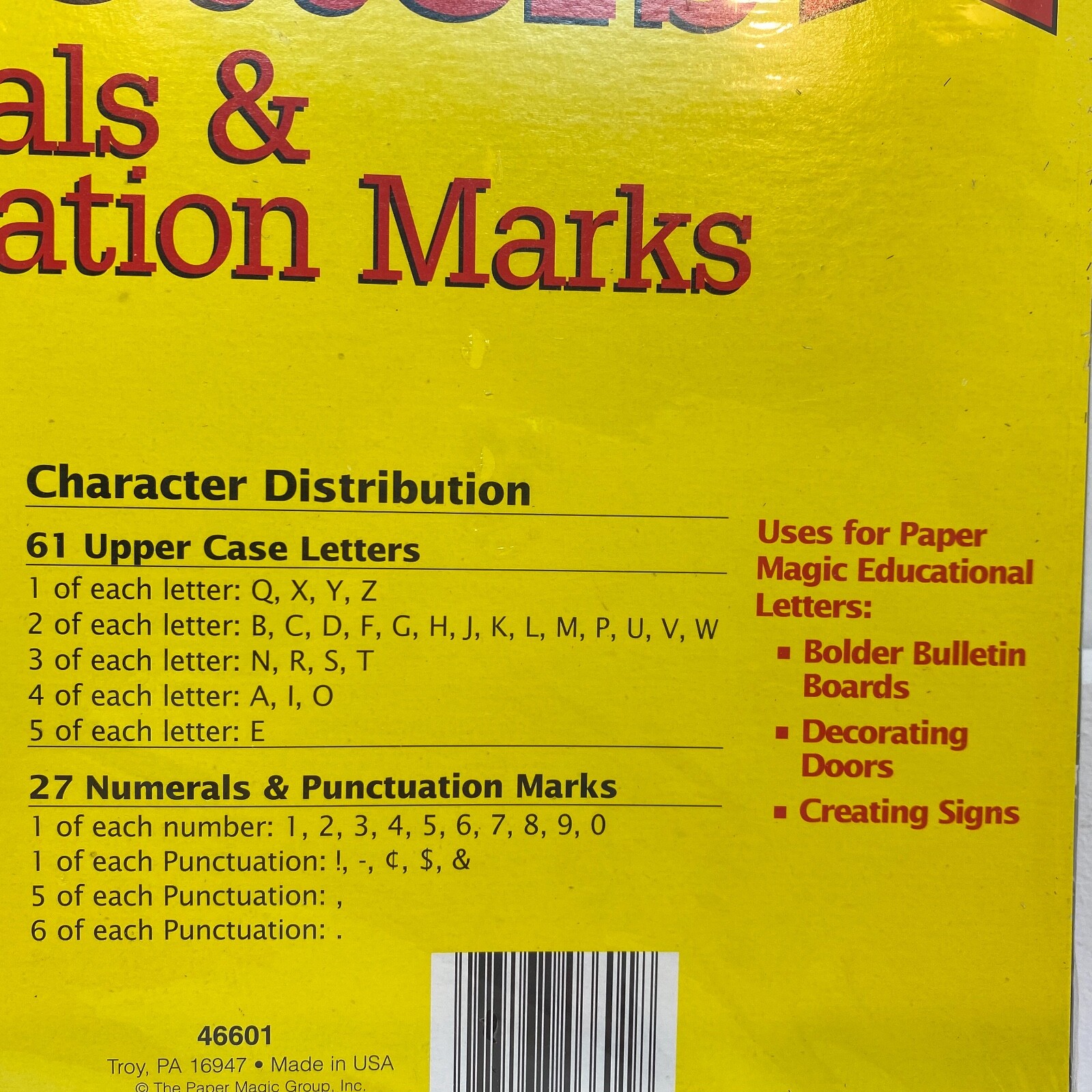 Paper Magic Group Educational 4" Letters Numerals Punctuation Marks 88 Pieces