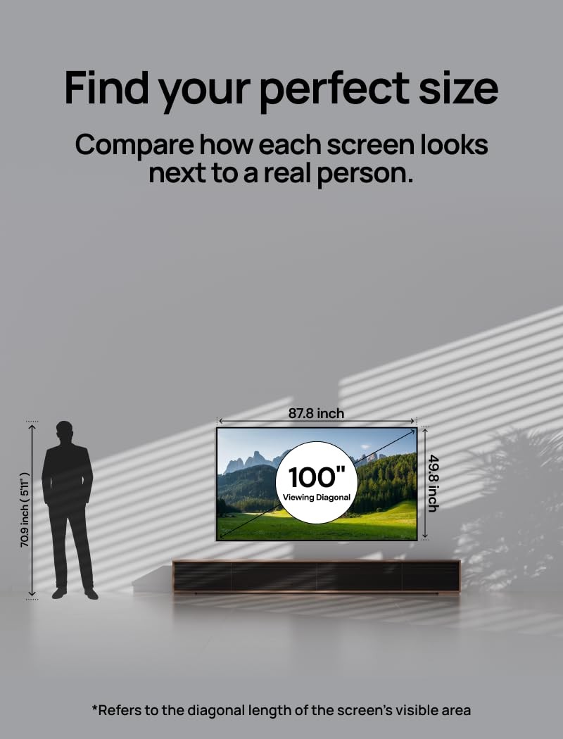 100-inch Projector Screen Fixed Frame, 1.3 dB Peak Gain, The Perfect Combo wi...