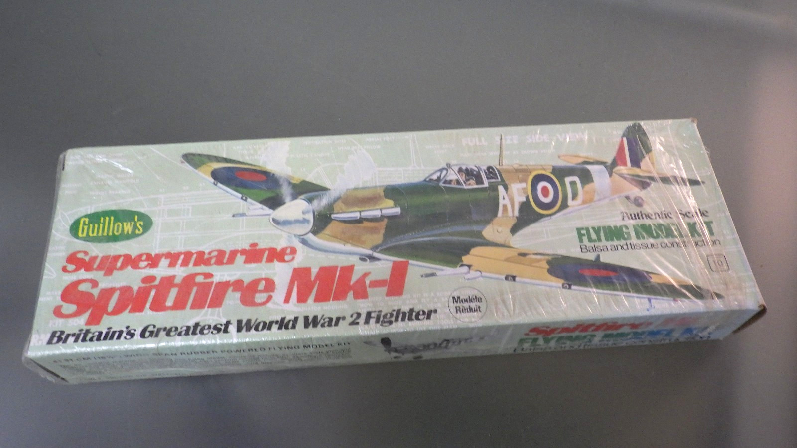 Vtg 1976 Guillows Models Balsa 16.5" WS Airplane Kit Supermarine SPITFIRE Mk-1