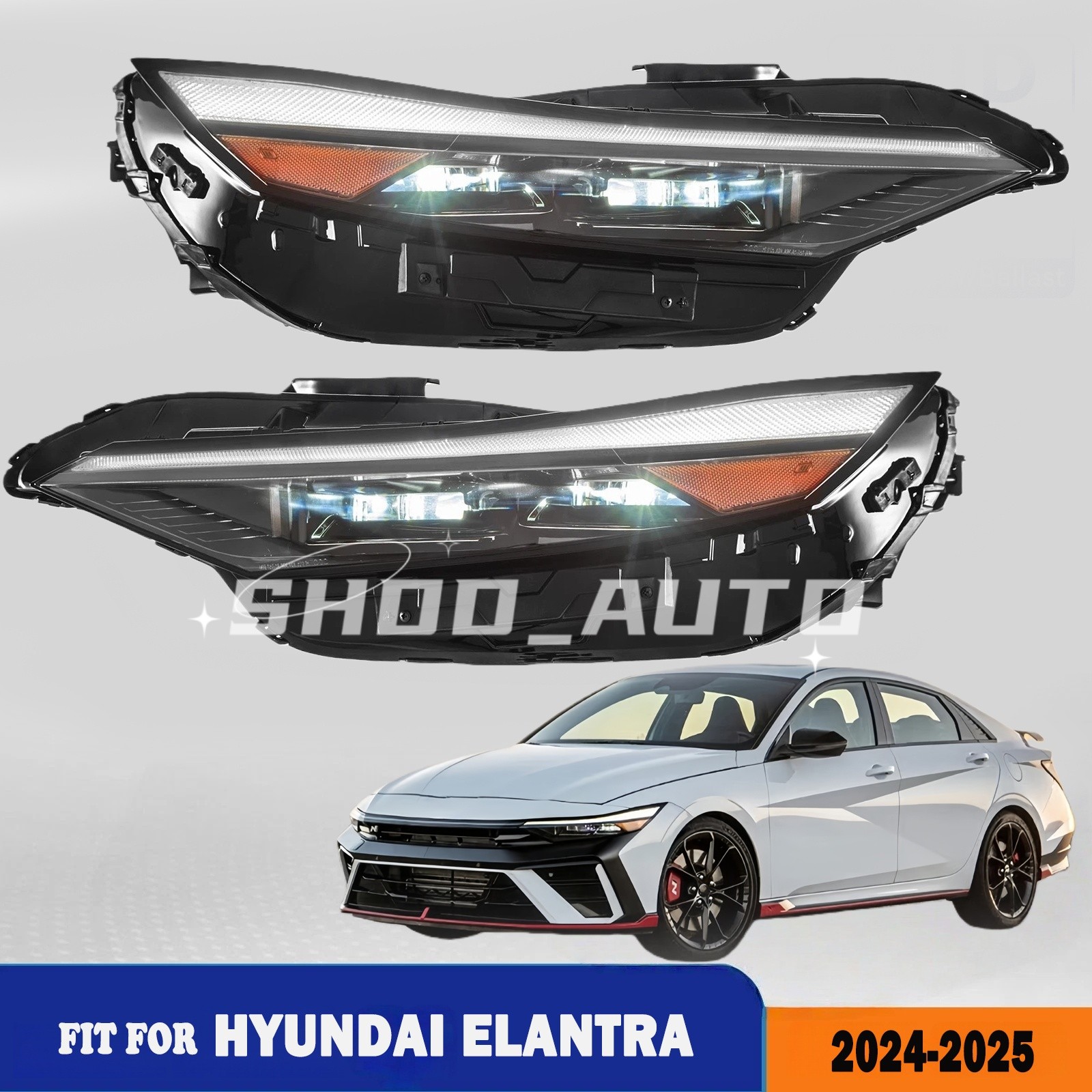 For Hyundai Elantra Driver/Passenger LED Headlight 2024-2026 Headlamps Assembly
