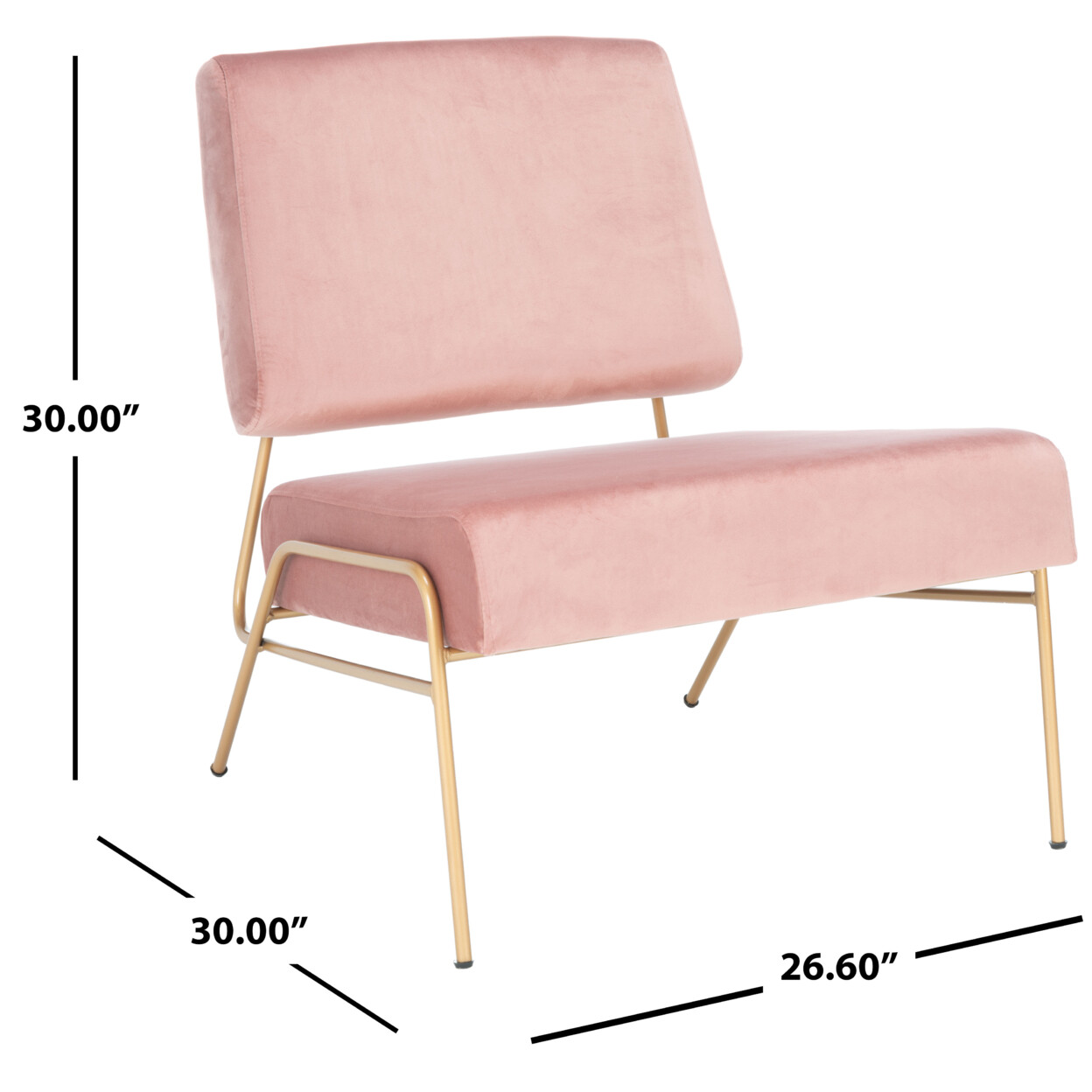 SAFAVIEH Romilly Velvet Accent Chair | Dusty Rose / Gold |