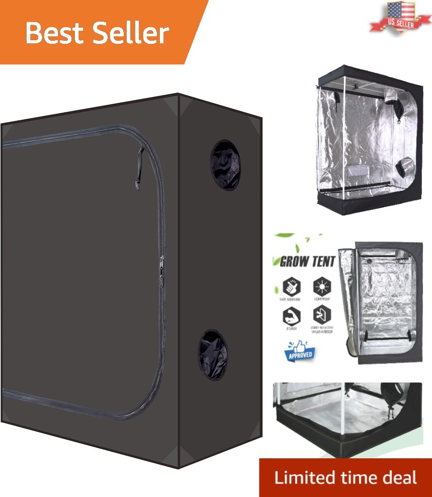 Heavy-Duty Advanced Grow Tent - 48"x24"x60" - Sturdy Frame - 600D Mylar