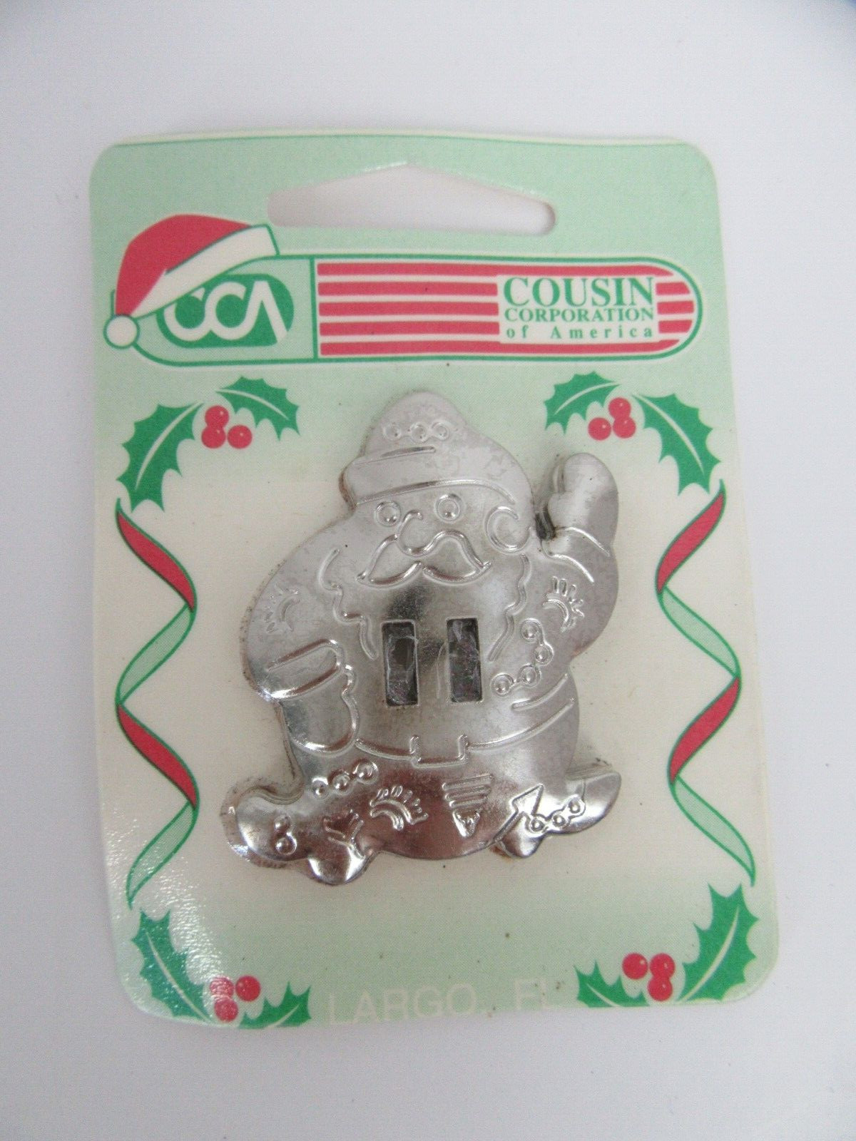 Vintage Cousin Corp Double Slotted Western Concho Buckle Silver Santa Christmas