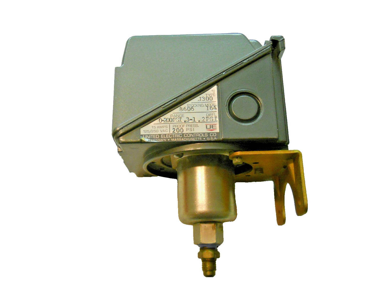 New United Electric J300 Model 164 Pressure Controller, 200 PSI, 15A, 250V