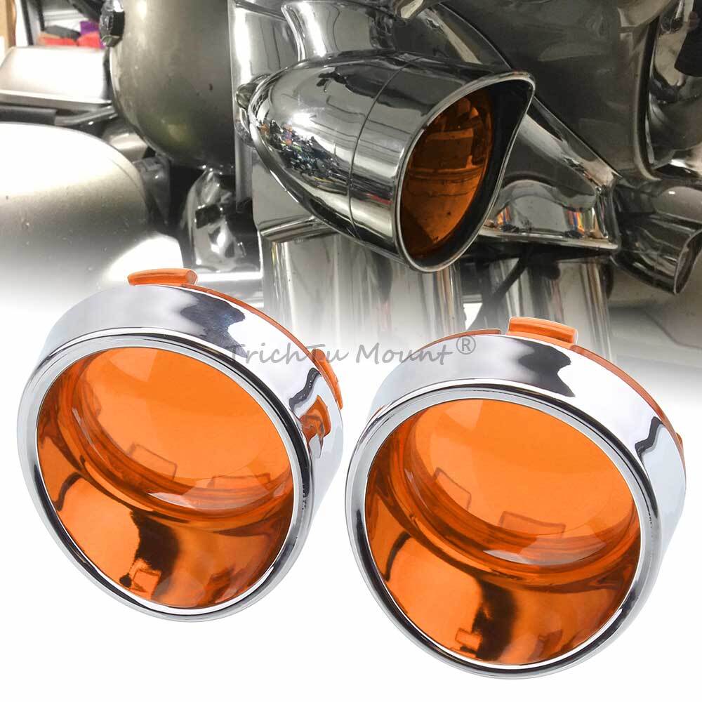 2x Amber Turn Signal Light Lens Cover Bezels Visor For Harley Sportster Softail
