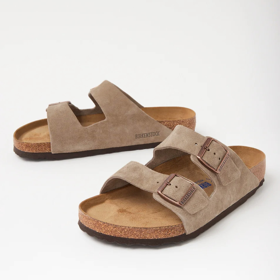 Birkenstock Arizona Taupe Suede Leather Soft Footbed Comfort Sandals
