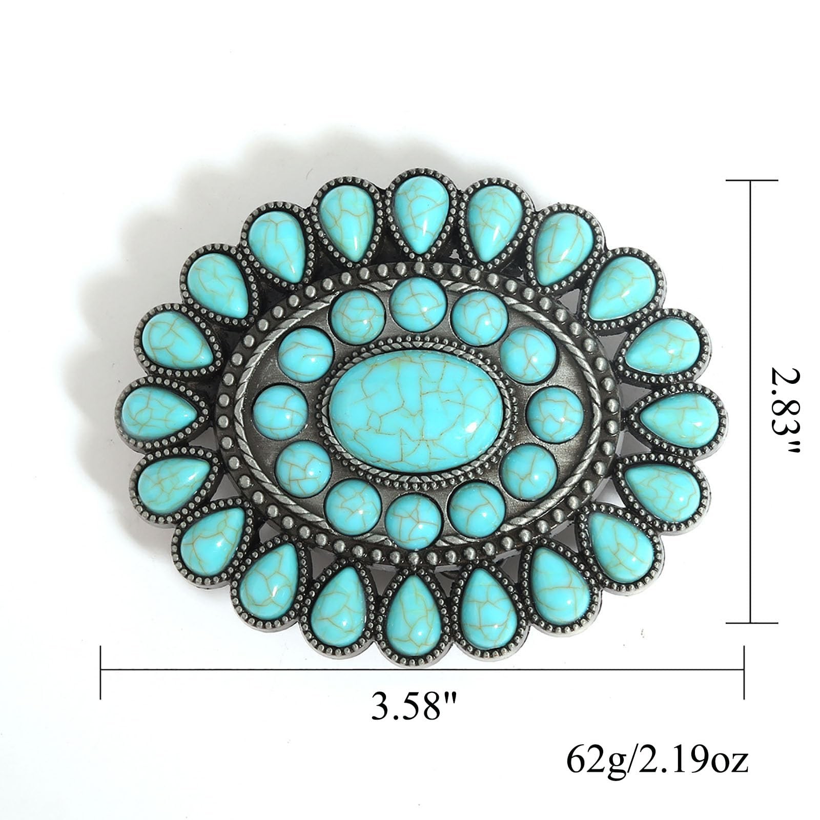 Wojgzon Turquoise Buckles for Women Men Western 3.58 x 2.83in, #1