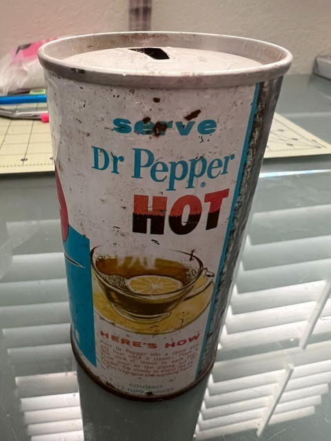 60's Dr Pepper "Chevron" Diet Soda Steel Can.