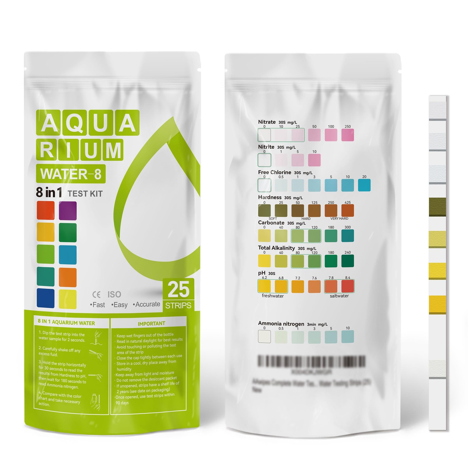 AAwipes Aquarium Ammonia Test Strips 8-in-1 |25 | Quick & Accurate...