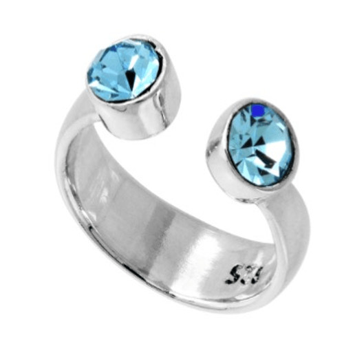 Aquamarine-colored Crystals (March Birthstone) Adjustable Toe Ring / Kid's Ring