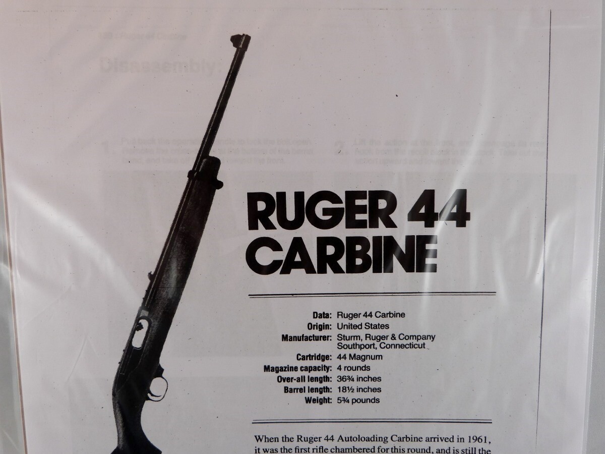 RUGER 44 CARBINE RIFLE BREAK DOWN INSTRUCTION KIT