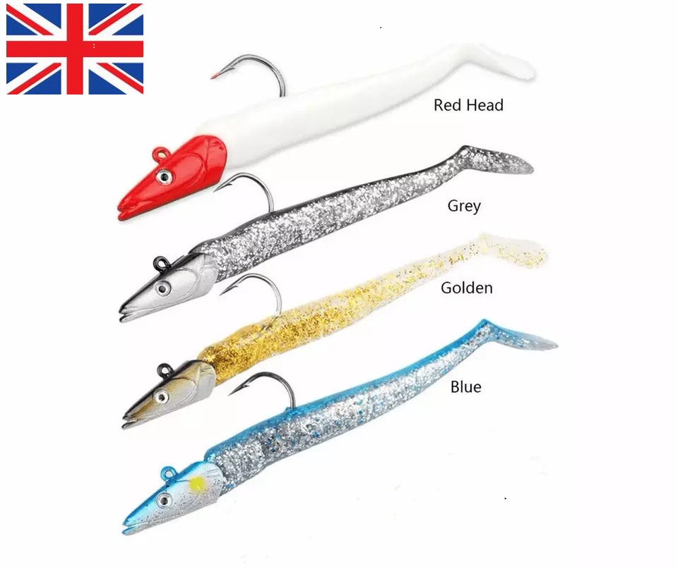 4 or 8 Savage Soft Sandeel Lures Bass  Cod Pollock Sea Fishing Jig Lures 20grams