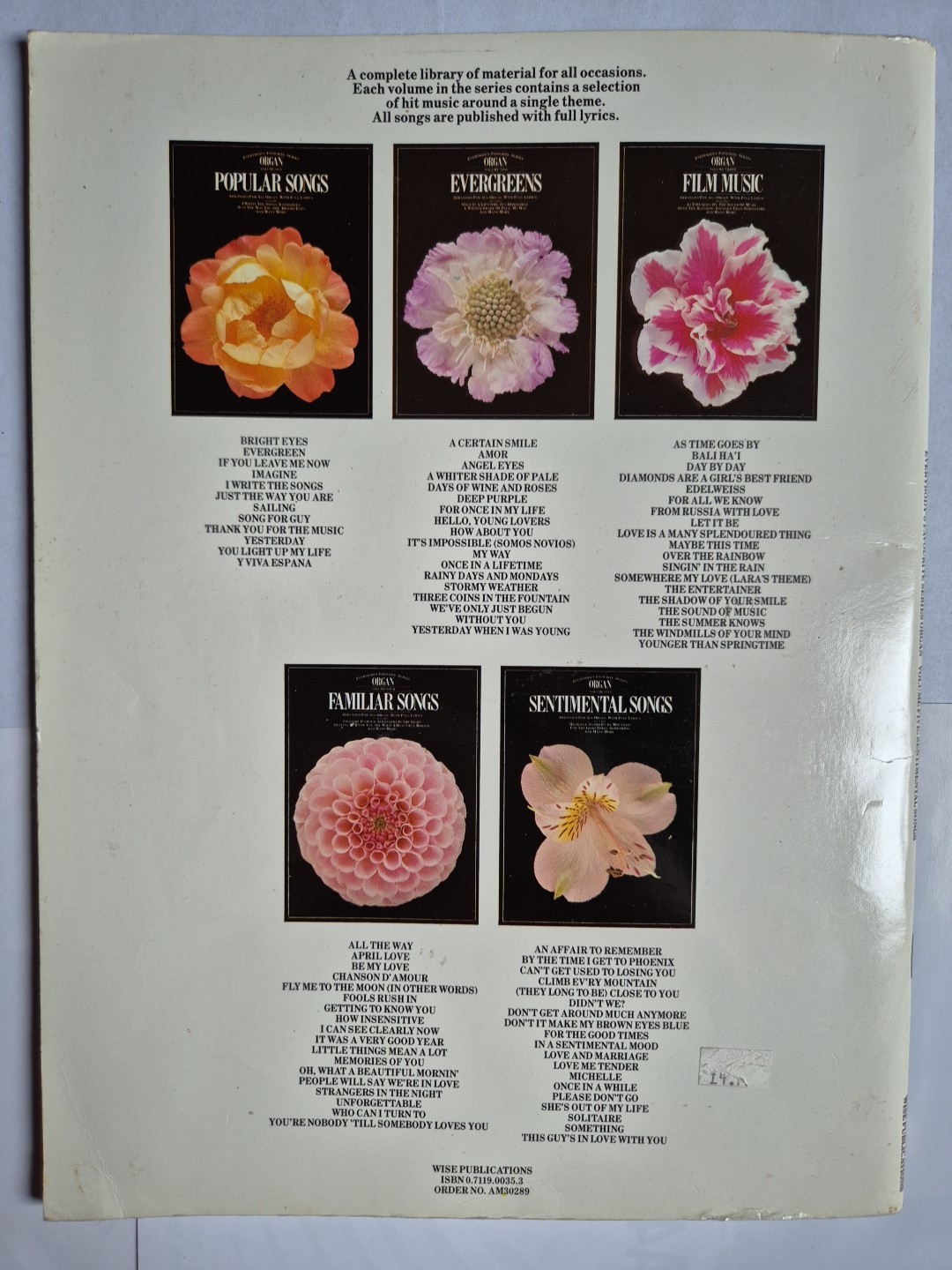 SENTIMENTAL SONGS ORGAN VOLUME FIVE - SHEET MUSIC BOOK