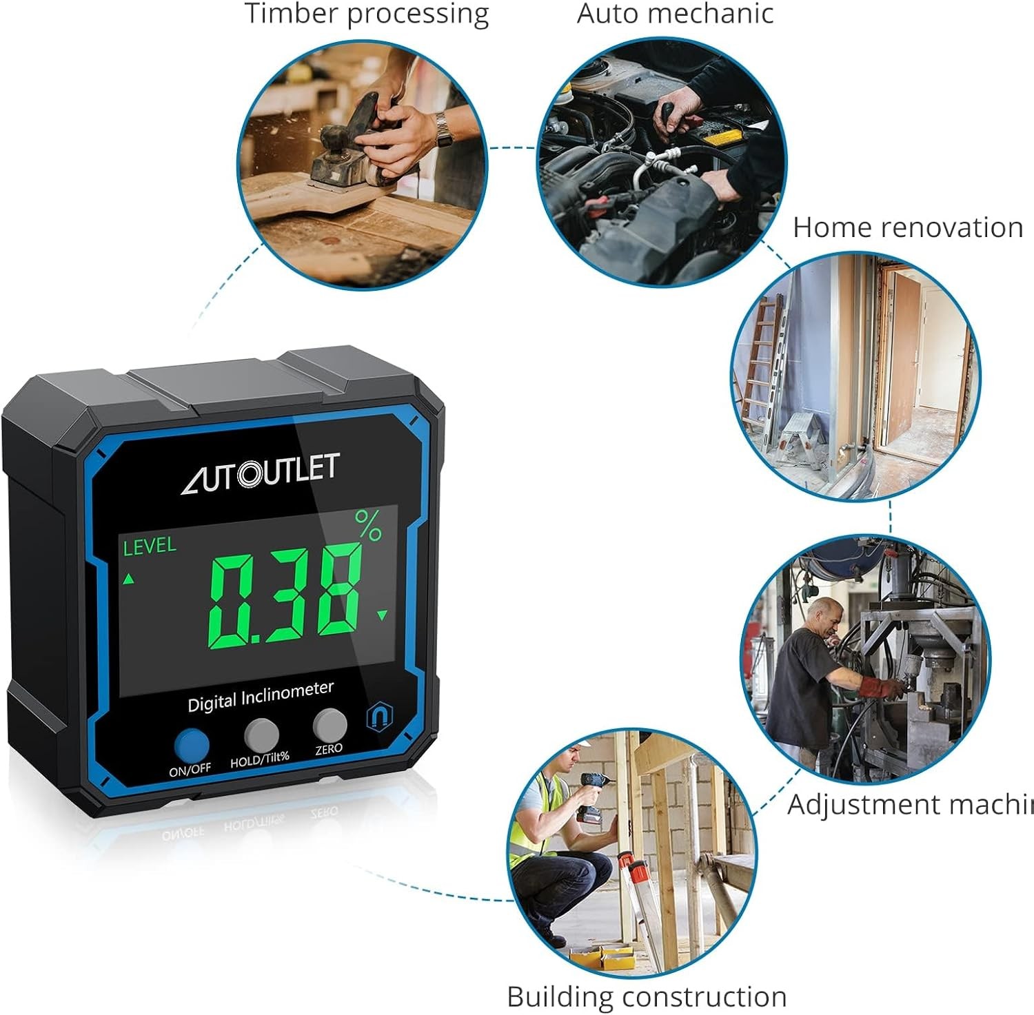 Backlit Digital Inclinometer IP54 Waterproof Angle Slope Meter Protractor