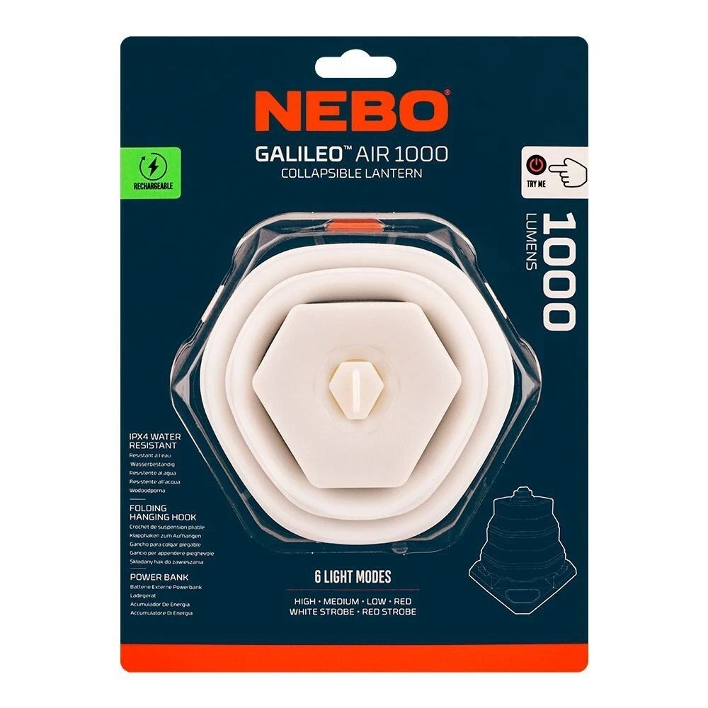 NEBO Galileo AIR 1000 Collapsible Lantern – 1000 Lumens, USB-C, Power Bank